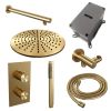 Brauer Carving 5-GG-122 thermostatische inbouw regendouche 3-weg omstelling SET 26 goud geborsteld PVD