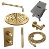 Brauer Carving 5-GG-124 thermostatische inbouw regendouche 3-weg omstelling SET 28 goud geborsteld PVD