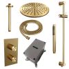 BrauerCarving 5-GG-138 thermostatic concealed rain shower 3-way diverter SET 42 gold brushed PVD