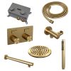 Brauer Carving 5-GG-184 thermostatische inbouw regendouche met drukknoppen SET 49 goud geborsteld PVD