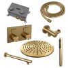 Brauer Carving 5-GG-185 thermostatische inbouw regendouche met drukknoppen SET 50 goud geborsteld PVD