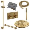 Brauer Carving 5-GG-197 thermostatische inbouw regendouche met drukknoppen SET 62 goud geborsteld PVD