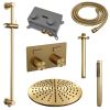 Brauer Carving 5-GG-201 thermostatische inbouw regendouche met drukknoppen SET 66 goud geborsteld PVD