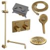 Brauer Carving 5-GG-204 thermostatische inbouw regendouche met drukknoppen SET 69 goud geborsteld PVD
