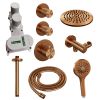 Brauer Carving 5-GK-107 thermostatische inbouw regendouche SET 11 met 20 cm douchekop en plafondarm en 3-standen handdouche en doucheslang en wandaansluitbocht koper geborsteld PVD