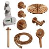 Brauer Carving 5-GK-108 thermostatische inbouw regendouche SET 12 met 30 cm douchekop en plafondarm en 3-standen handdouche en doucheslang en wandaansluitbocht koper geborsteld PVD