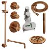 Brauer Carving 5-GK-111 thermostatische inbouw regendouche SET 15 met 20 cm douchekop en gebogen muurarm en staaf handdouche en doucheslang en geïntegreerde glijstang koper geborsteld PVD