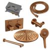 Brauer Carving 5-GK-191 thermostatische inbouw regendouche met drukknoppen SET 56 koper geborsteld PVD