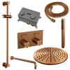 Brauer Carving 5-GK-199 thermostatische inbouw regendouche met drukknoppen SET 64 koper geborsteld PVD