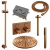 Brauer Carving 5-GK-201 thermostatische inbouw regendouche met drukknoppen SET 66 koper geborsteld PVD