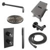Brauer Carving 5-GM-123 thermostatische inbouw regendouche 3-weg omstelling SET 27 gunmetal geborsteld PVD