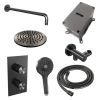 Brauer Carving 5-GM-129 thermostatische inbouw regendouche 3-weg omstelling SET 33 gunmetal geborsteld PVD
