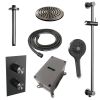 Brauer Carving 5-GM-143 thermostatische inbouw regendouche 3-weg omstelling SET 47 gunmetal geborsteld PVD