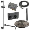 Brauer Carving 5-GM-199 thermostatische inbouw regendouche met drukknoppen SET 64 gunmetal geborsteld PVD