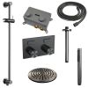 Brauer Carving 5-GM-200 thermostatische inbouw regendouche met drukknoppen SET 65 gunmetal geborsteld PVD