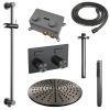 Brauer Carving 5-GM-201 thermostatische inbouw regendouche met drukknoppen SET 66 gunmetal geborsteld PVD