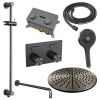 Brauer Carving 5-GM-205 thermostatische inbouw regendouche met drukknoppen SET 70 gunmetal geborsteld PVD