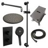 Brauer Carving 5-S-142 thermostatische inbouw regendouche 3-weg omstelling SET 46 mat zwart