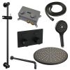 Brauer Carving 5-S-205 thermostatische inbouw regendouche met drukknoppen SET 70 mat zwart