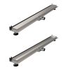 Brauer DR-MRFW100NG shower channel with multifunctional grating and flange for wall mounting 7 x 100cm stainless steel brushed