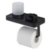 Geesa Frame 918889-06-06 toiletrolhouder met planchet en (LED-licht) houder zwart