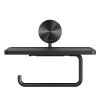 Geesa Opal Brushed Metal Black 917224-09 toiletrolhouder met planchet zwart metaal geborsteld