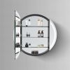 Hipp Design SPK 81080 luxury round mirror cabinet in matt black with LED track all around 80x13cm