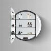 Hipp Design SPK 81100 luxury round mirror cabinet in matt black with LED track all around 100x13cm