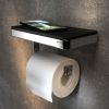 Geesa Frame 918824-02-06 toiletrolhouder met planchet chroom/ zwart