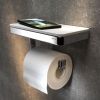 Geesa Frame 918824-02 toiletrolhouder met planchet chroom/ wit