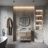 Phantom Mirrors Serie 008 008.60.60 Deens ovale LED spiegel op zwart frame, 60 cm met directe en indirecte led rondom