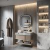 Phantom Mirrors Serie 008 008.60.60 Deens ovale LED spiegel op zwart frame, 60 cm met directe en indirecte led rondom