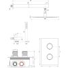 Brauer Carving 5-GM-122 thermostatische inbouw regendouche 3-weg omstelling SET 26 gunmetal geborsteld PVD