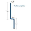 Blanke Aqua Keil Wand 8452840125L afsluitprofiel 980x12,5x24mm links RVS verchroomd