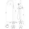 Brauer Carving 5-GM-084-2 freestanding bath mixer SET 02 gunmetal brushed PVD