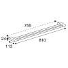 Pressalit Style PR10560 handdoekhouder dubbel 81cm geborsteld staal
