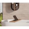 Looox Bath Collection WBSHELF69MZ badplank 69 cm massief eiken old grey met inzet mat zwart