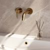 Brauer Carving 5-GG-083-B6-65 recessed basin mixer with curved spout and rosettes model A2 gold brushed PVD