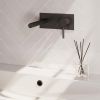 Brauer Carving 5-S-004-S6 inbouw wastafelmengkraan met rechte uitloop en afdekplaat model A1 mat zwart