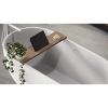 Looox Bath Collection WBSHELF88RVS badplank 88 cm massief eiken old grey met inzet geborsteld RVS