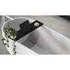 Looox Bath Collection WBSHELFBL78RVS badplank 78 cm massief eiken zwart met inzet geborsteld RVS