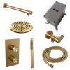 Brauer Carving 5-GG-121 thermostatische inbouw regendouche 3-weg omstelling SET 25 goud geborsteld PVD