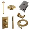 Brauer Carving 5-GG-125 thermostatic concealed rain shower 3-way diverter SET 29 gold brushed PVD