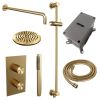 Brauer Carving 5-GG-135 thermostatische inbouw regendouche 3-weg omstelling SET 39 goud geborsteld PVD