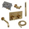 Brauer Carving 5-GG-214 thermostatische inbouw badkraan met drukknoppen SET 03 goud geborsteld PVD
