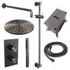 Brauer Carving 5-GM-136 thermostatische inbouw regendouche 3-weg omstelling SET 40 gunmetal geborsteld PVD