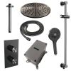 Brauer Carving 5-GM-144 thermostatische inbouw regendouche 3-weg omstelling SET 48 gunmetal geborsteld PVD