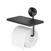 Geesa Opal Brushed Metal Black 917224-09 toilet roll holder with shelf black metal brushed