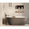 Looox Bath Collection WBSHELF78RVS badplank 78 cm massief eiken old grey met inzet geborsteld RVS