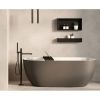 Looox Bath Collection WBSHELFBL88RVS Badewannenablage 88 cm Eiche massiv schwarz mit Einsatz aus gebürstetem Edelstahl